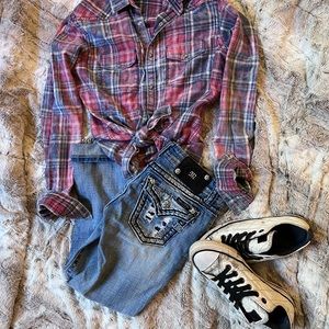 Miss Me cuffed capris distressed sz 25